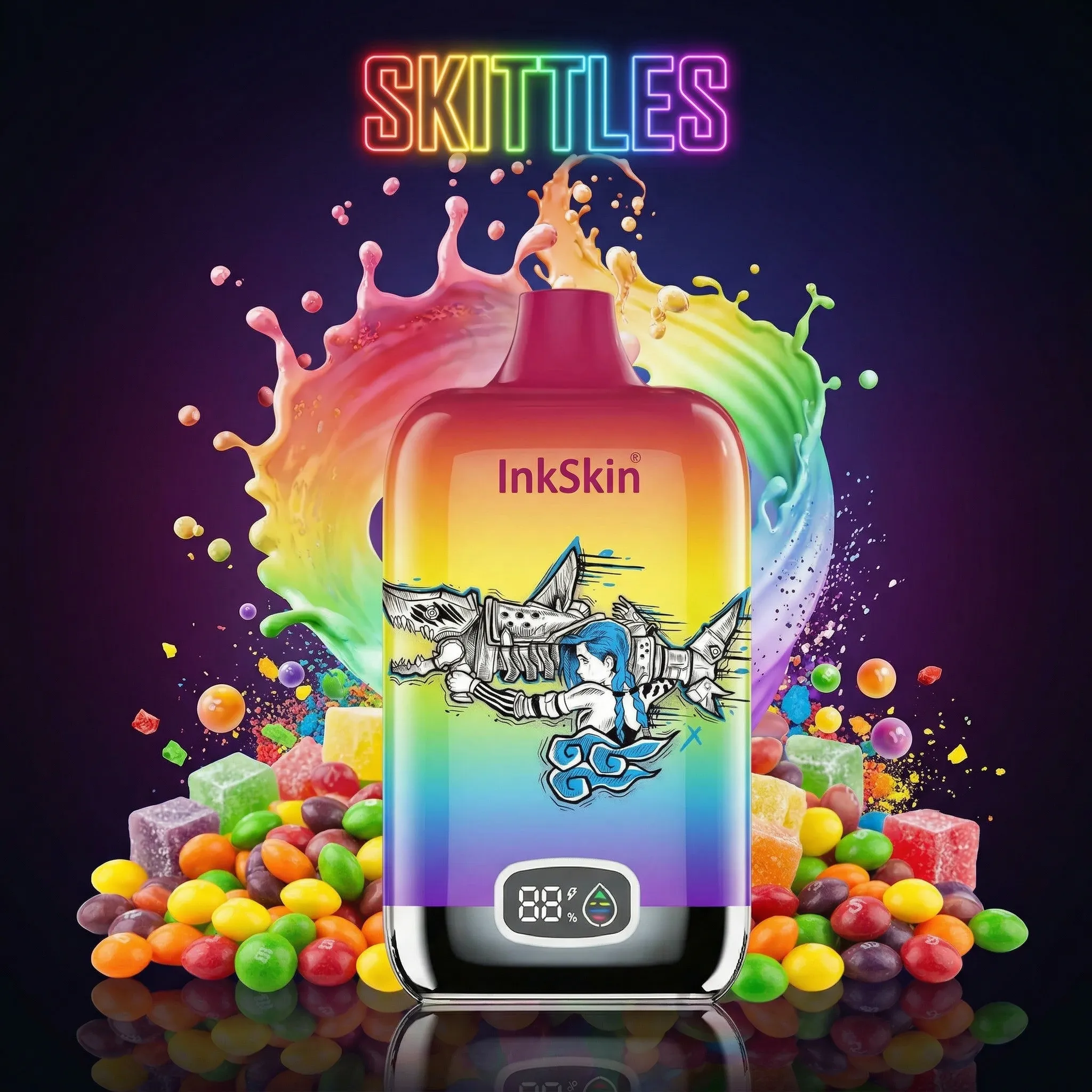 Jinx Rocket - ⭐InkSkin Digital Box 12000 Puffs - 10+ Flavour Choices 🍇🍉🍋