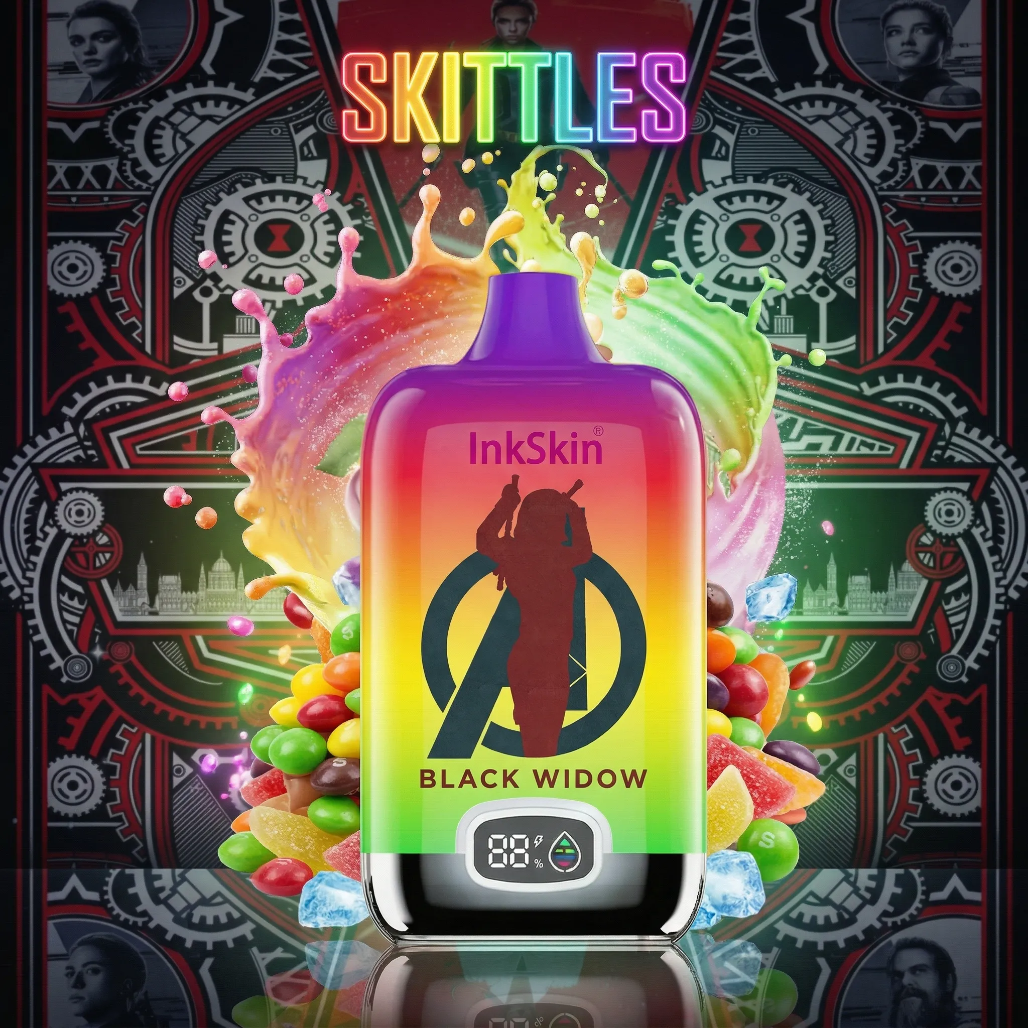 black widow - ⭐InkSkin Digital Box 12000 Puffs - 10+ Flavour Choices 🍇🍉🍋