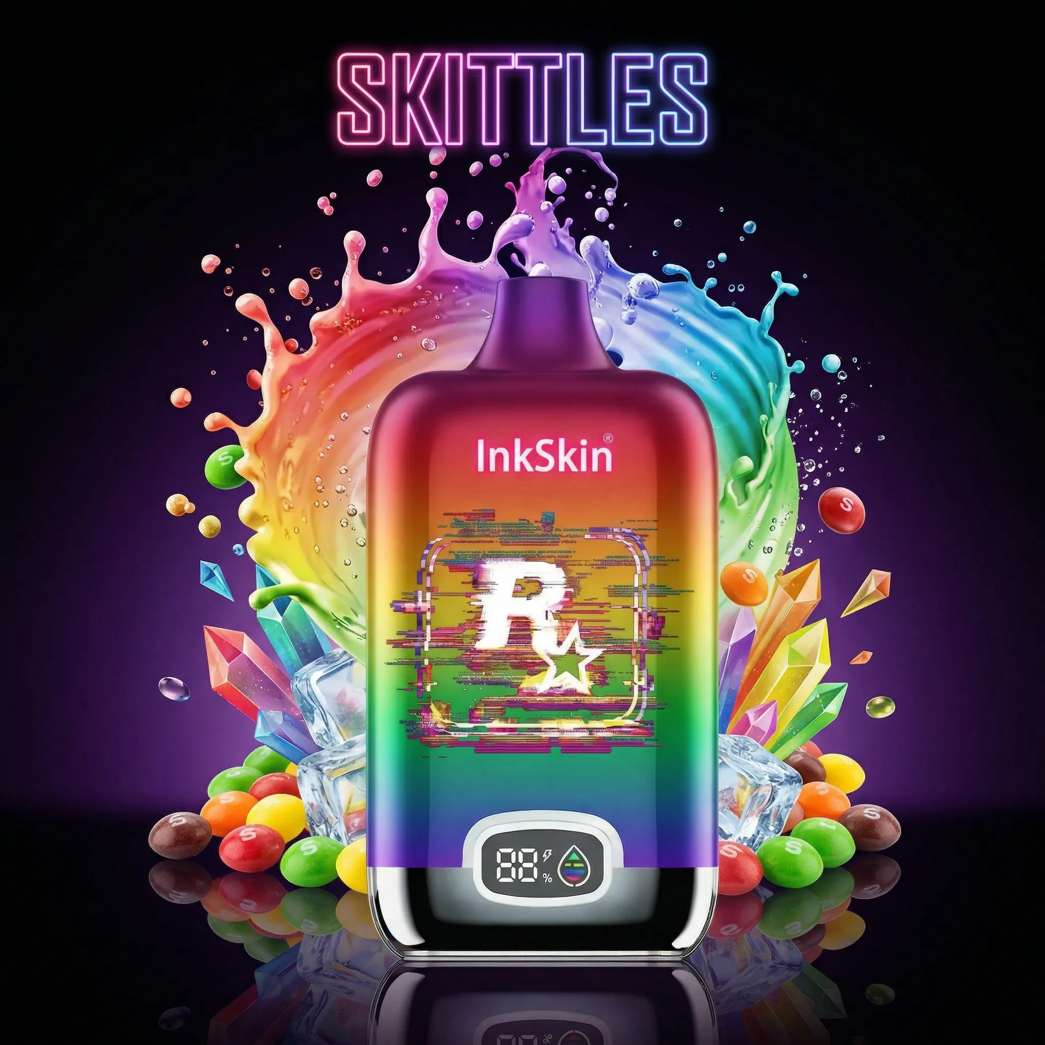 Rockstar Cyber - ⭐InkSkin Digital Box 12000 Puffs - 10+ Flavour Choices 🍇🍉🍋