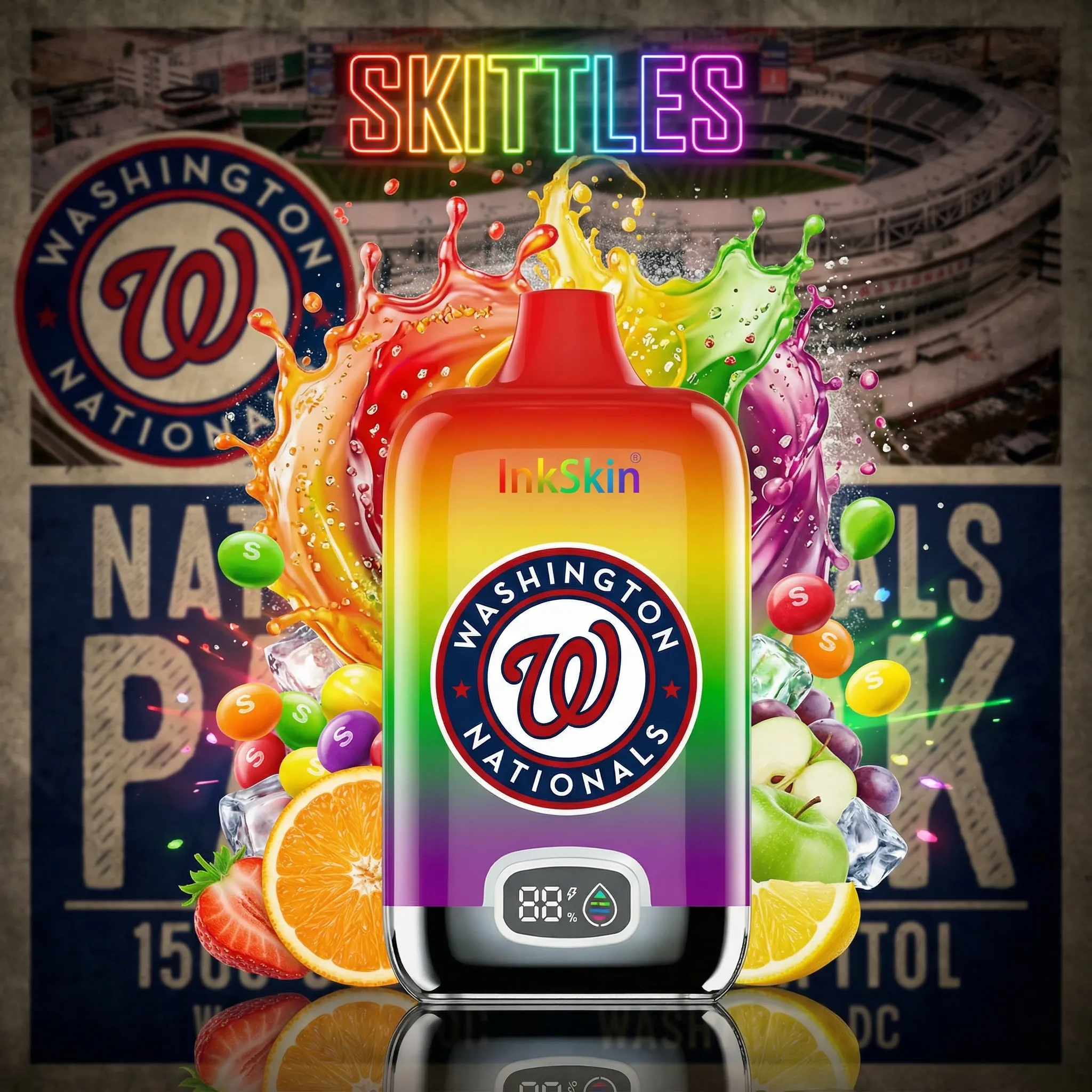 Washington Nationals - ⭐InkSkin Digital Box 12000 Puffs - 10+ Flavour Choices 🍇🍉🍋