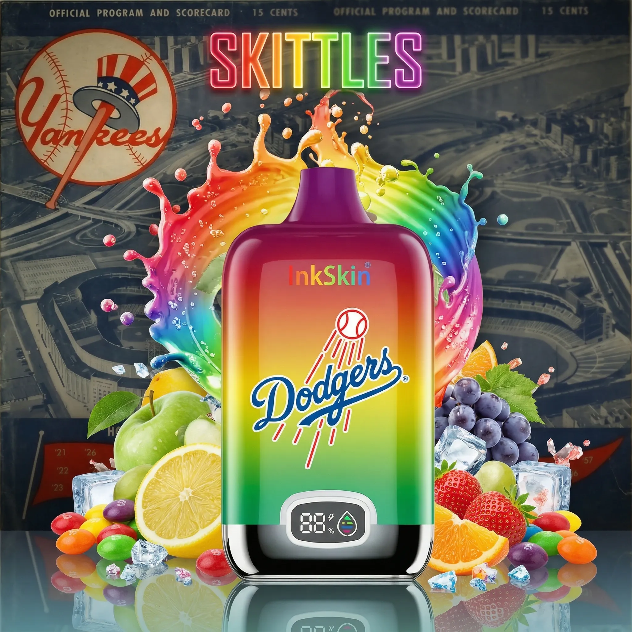 Los Angeles Dodgers - ⭐InkSkin Digital Box 12000 Puffs - 10+ Flavour Choices 🍇🍉🍋