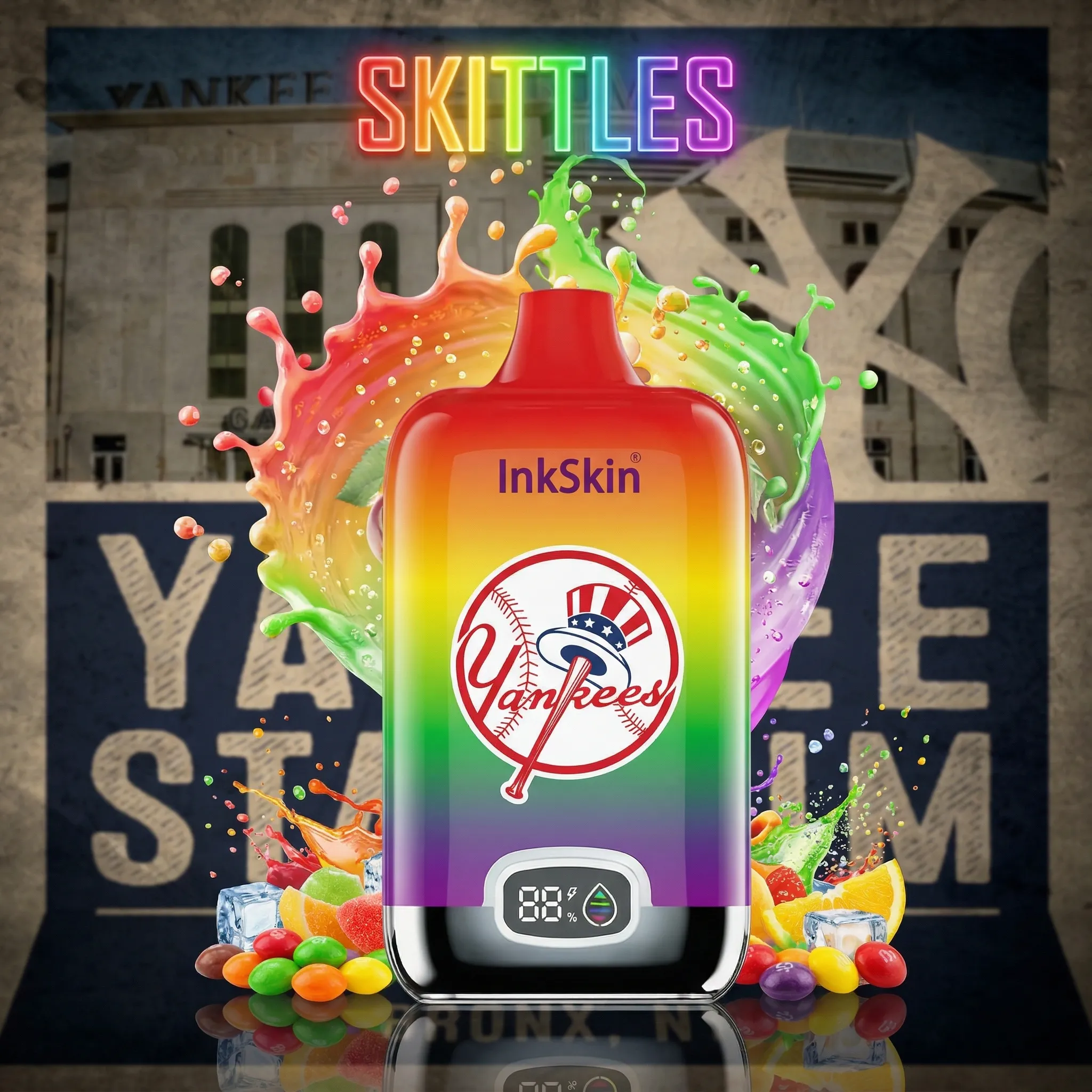 New York Yankees - ⭐InkSkin Digital Box 12000 Puffs - 10+ Flavour Choices 🍇🍉🍋