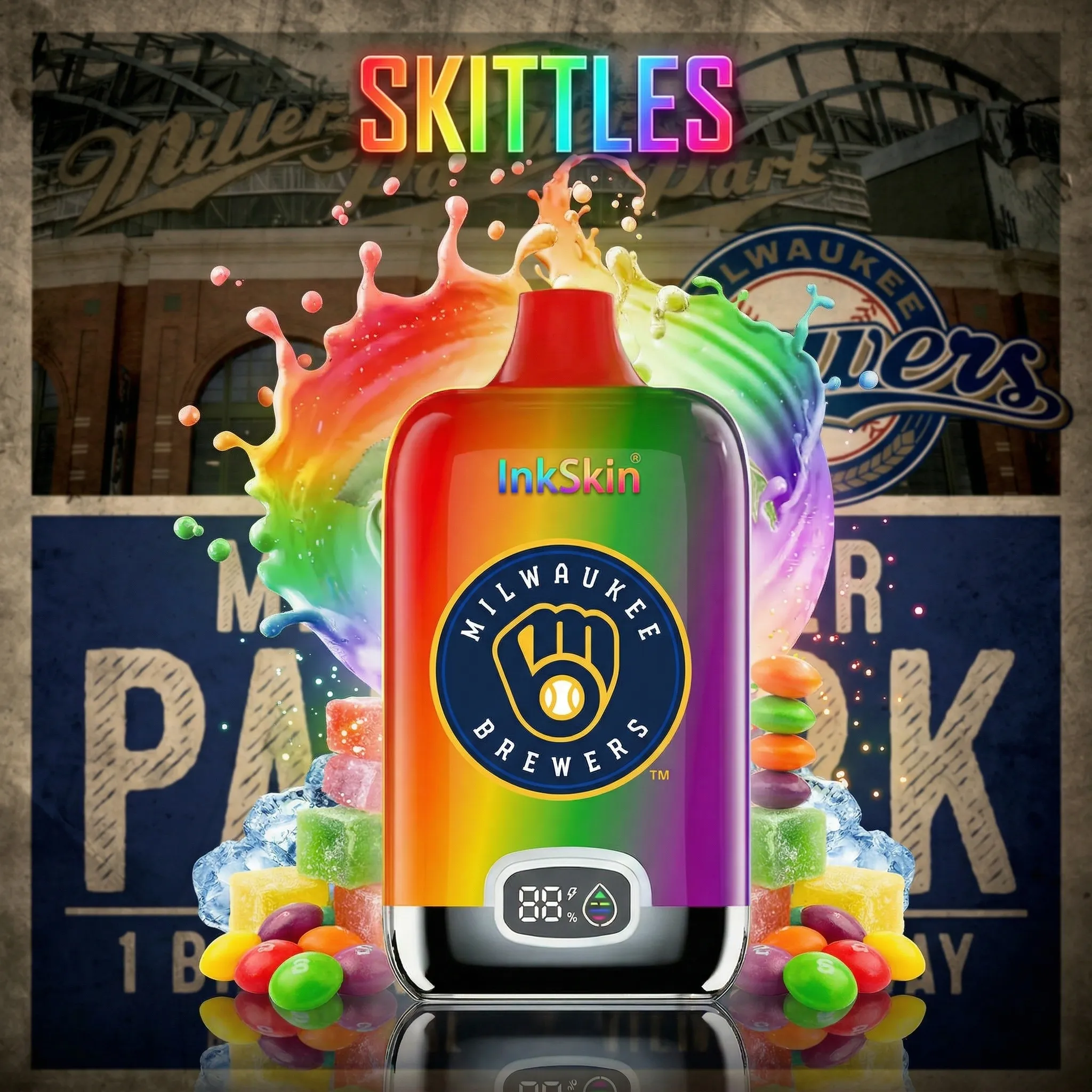 Milwaukee Brewers - ⭐InkSkin Digital Box 12000 Puffs - 10+ Flavour Choices 🍇🍉🍋