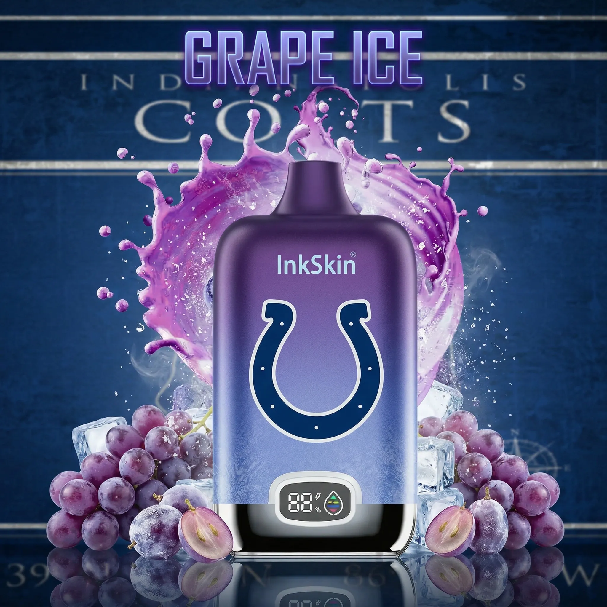 Indianapolis Colts - ⭐InkSkin Digital Box 12000 Puffs - 10+ Flavour Choices 🍇🍉🍋