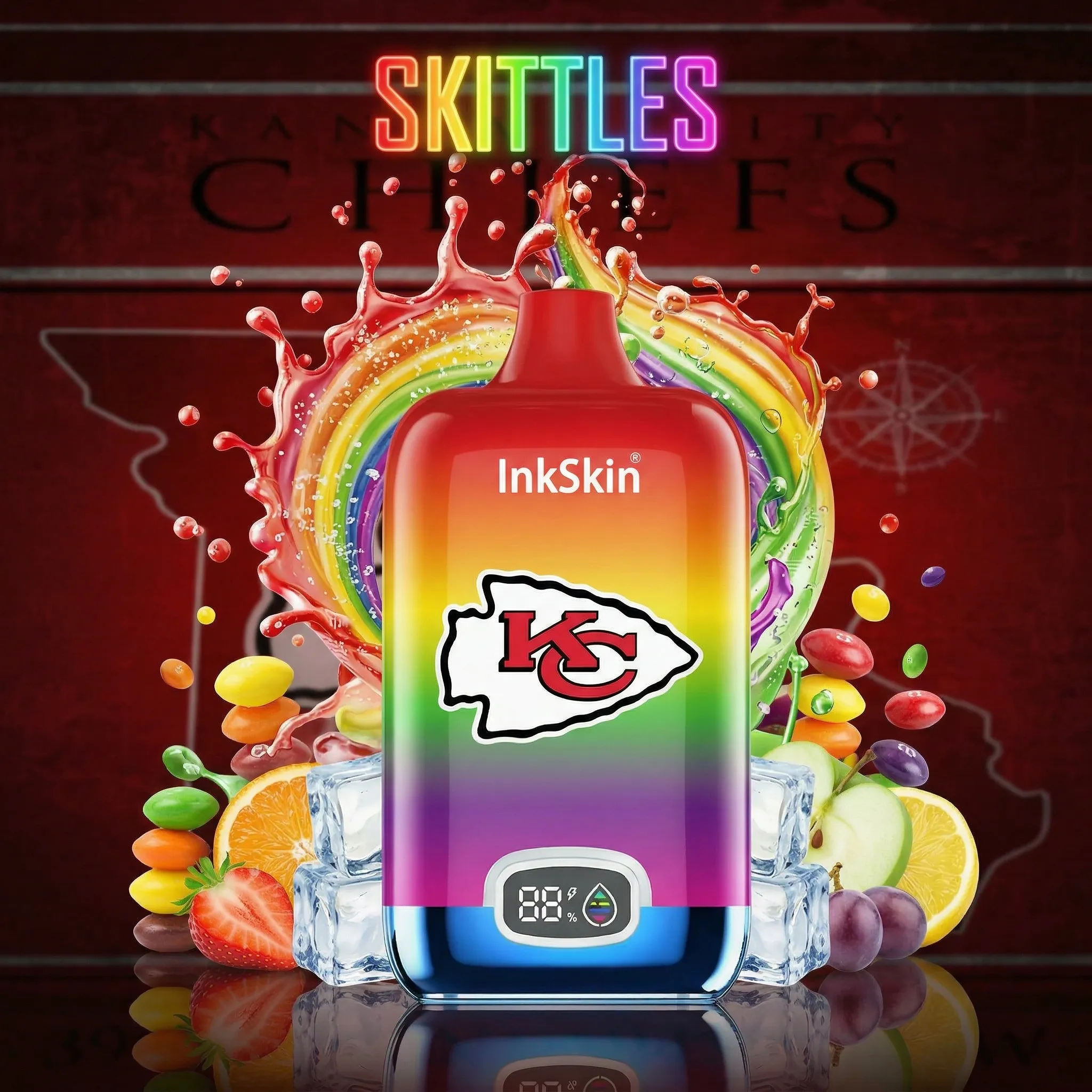 Kansas City Chiefs - ⭐InkSkin Digital Box 12000 Puffs - 10+ Flavour Choices 🍇🍉🍋