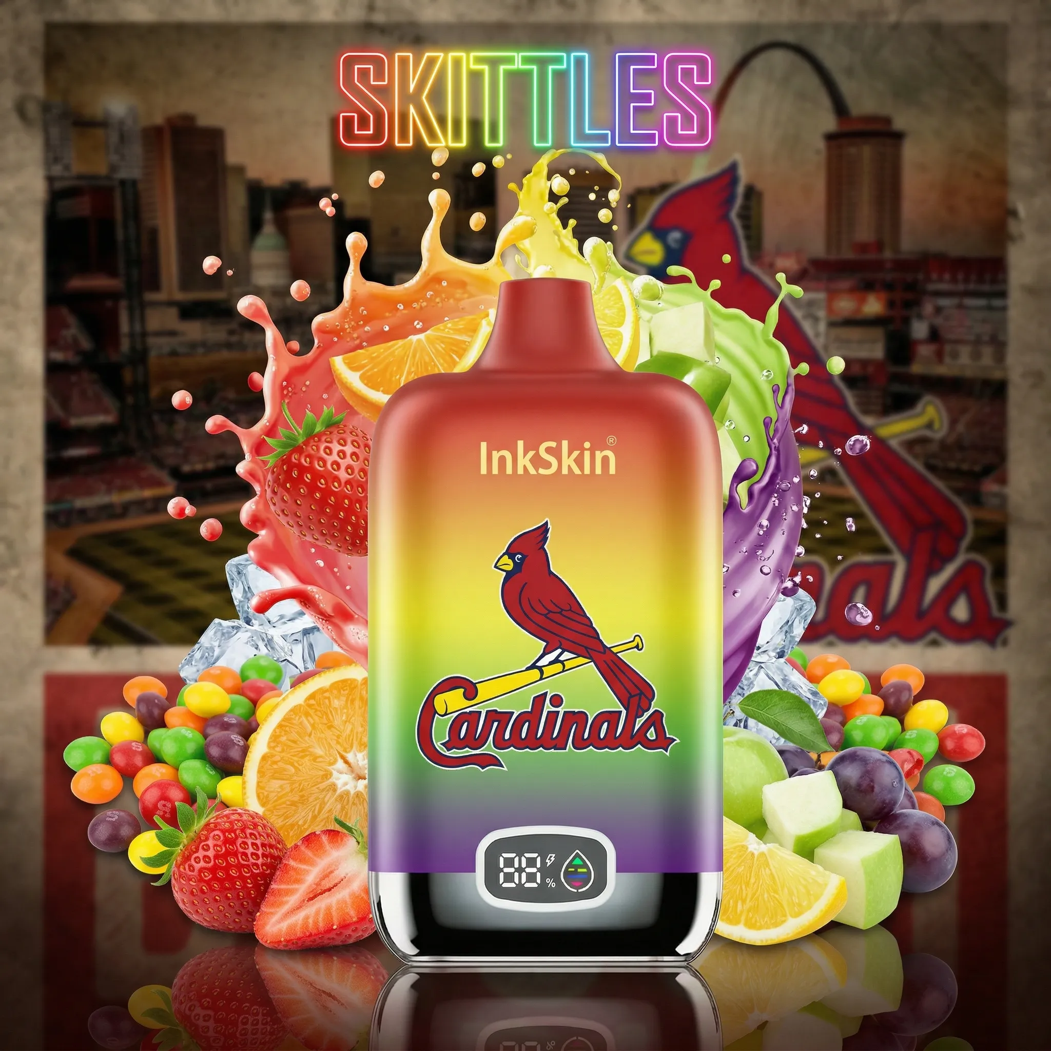 St Louis Cardinals - ⭐InkSkin Digital Box 12000 Puffs - 10+ Flavour Choices 🍇🍉🍋
