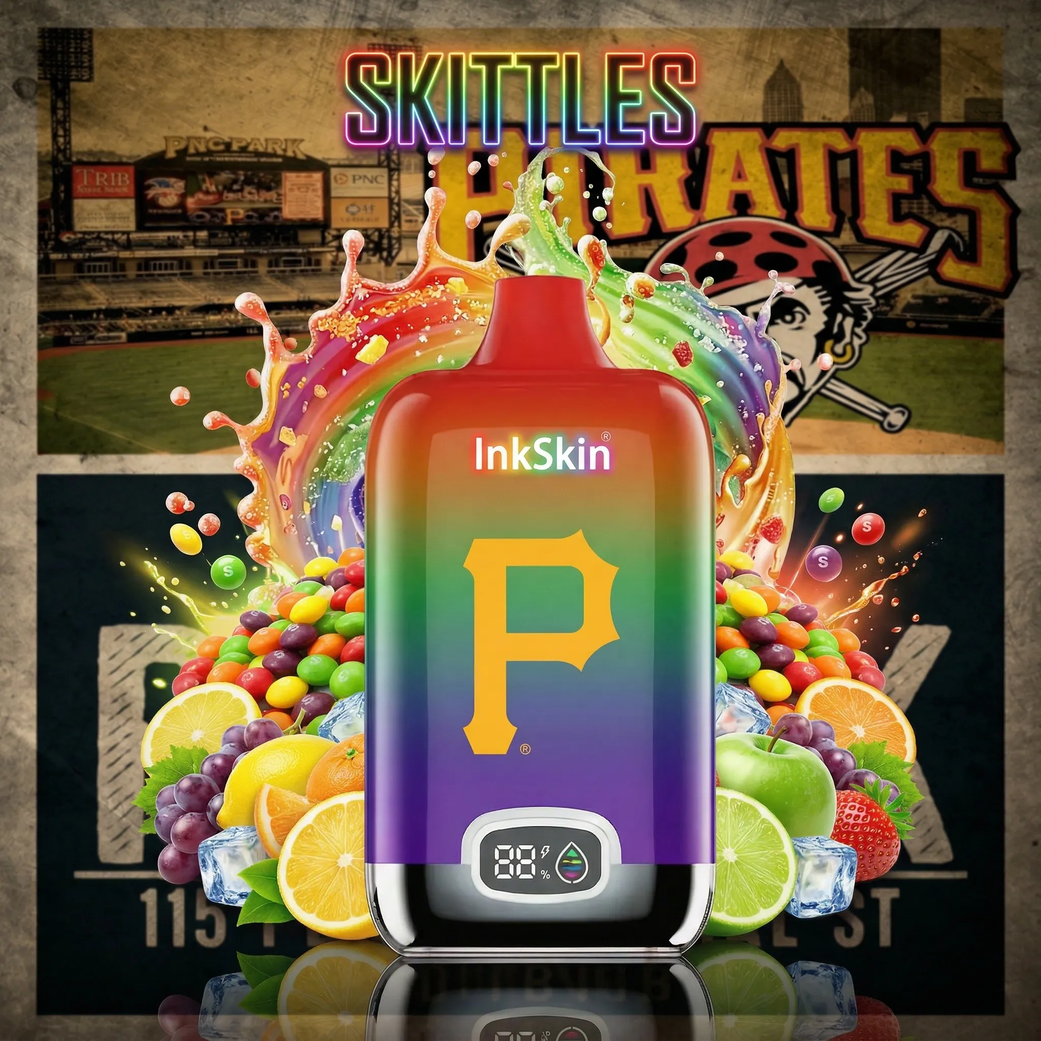 Pittsburgh Pirates - ⭐InkSkin Digital Box 12000 Puffs - 10+ Flavour Choices 🍇🍉🍋