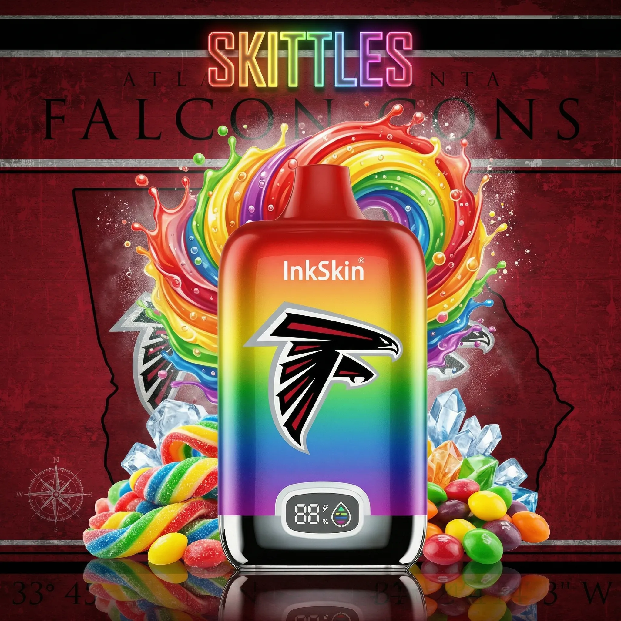 Atlanta Falcons - ⭐InkSkin Digital Box 12000 Puffs - 10+ Flavour Choices 🍇🍉🍋