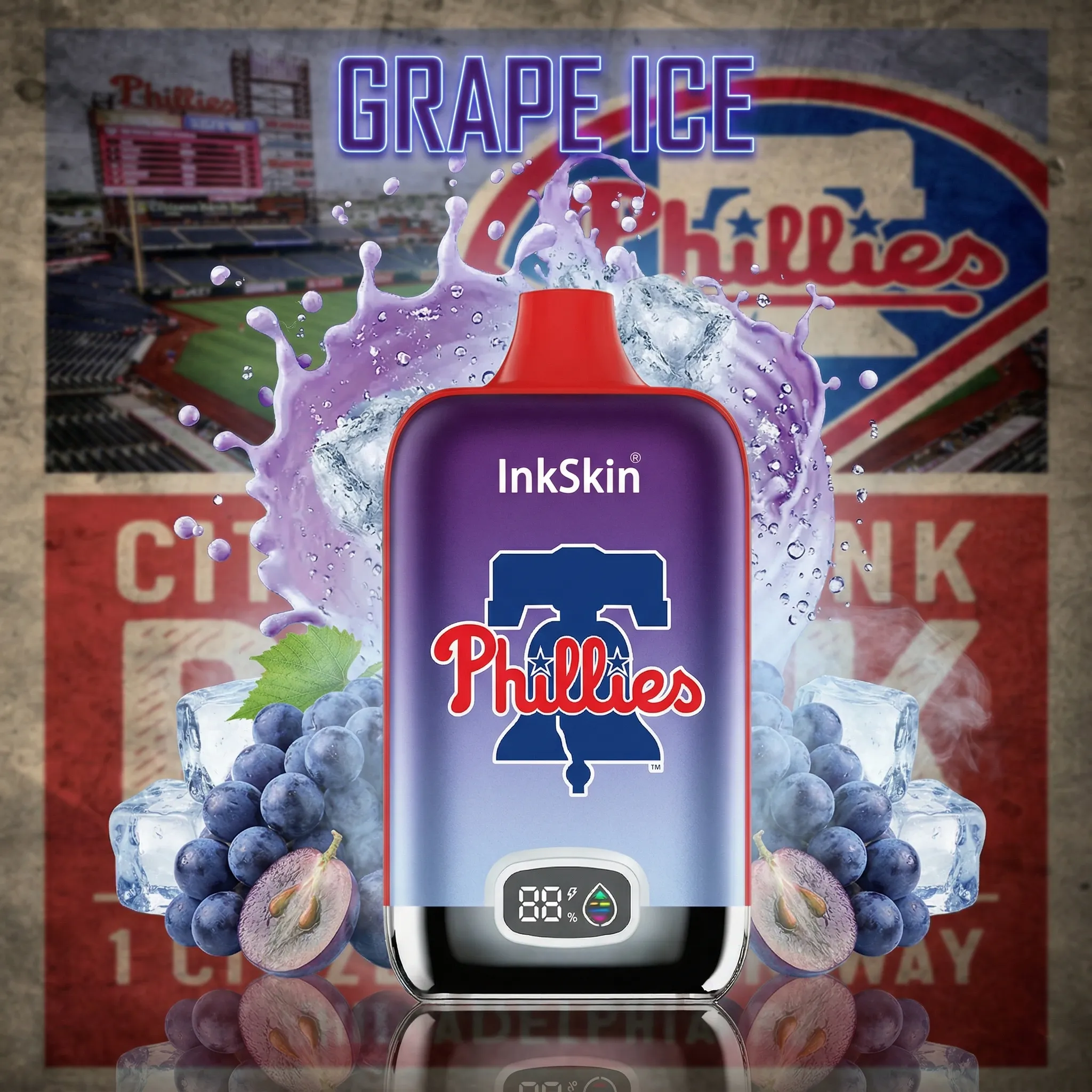 Philadelphia Phillies - ⭐InkSkin Digital Box 12000 Puffs - 10+ Flavour Choices 🍇🍉🍋