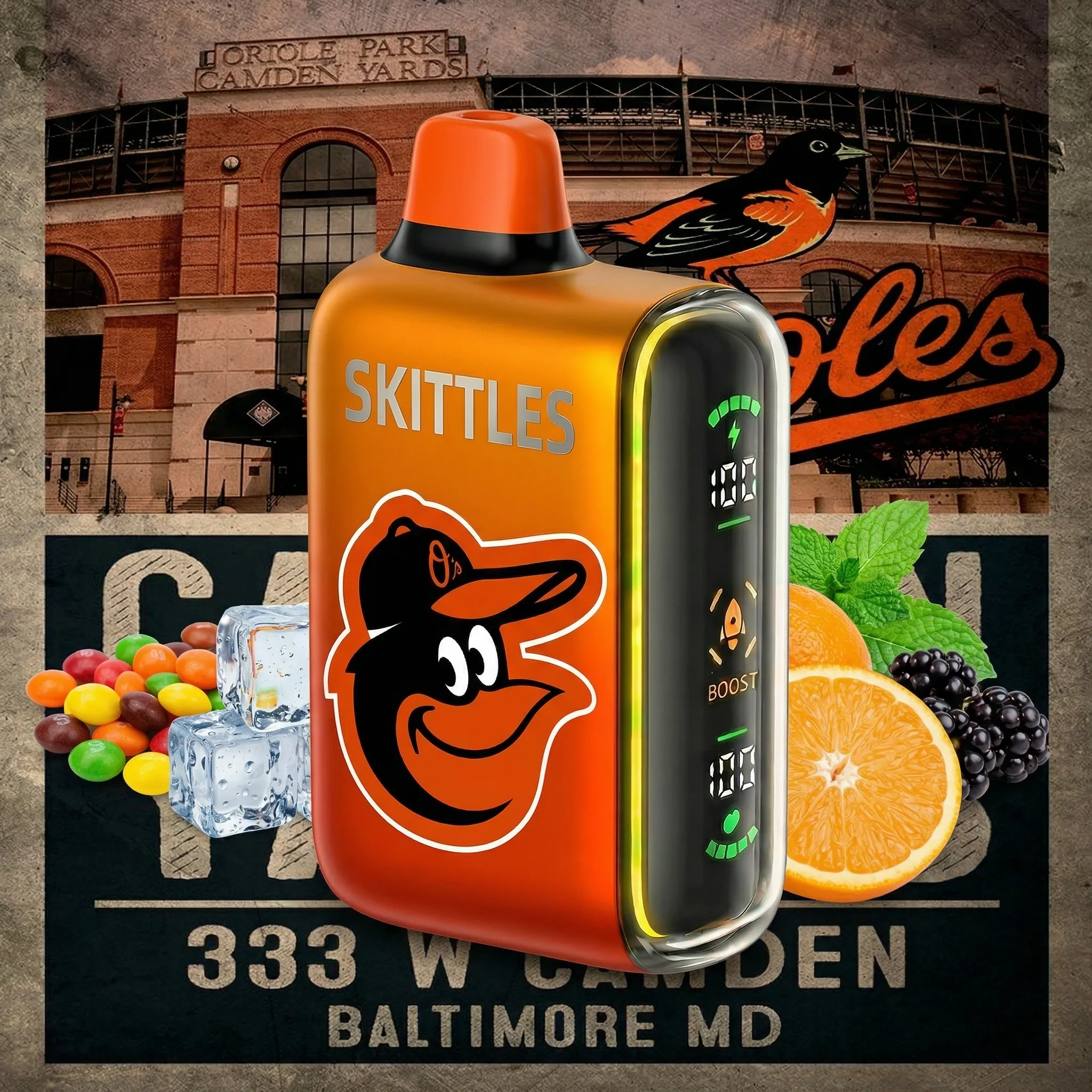 Baltimore Orioles - 🔥InkSkin Pulse 15000 Puffs new - 10+ Flavour Choices 🍇🍉🍋