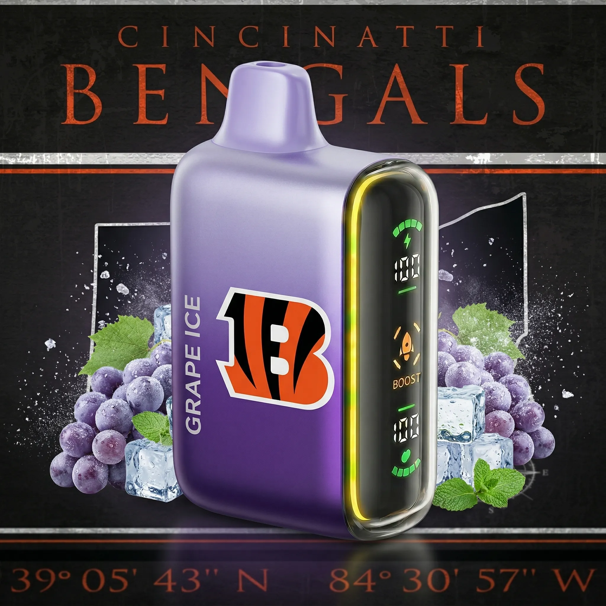 Cincinnati Bengals - 🔥InkSkin Pulse 15000 Puffs new - 10+ Flavour Choices 🍇🍉🍋
