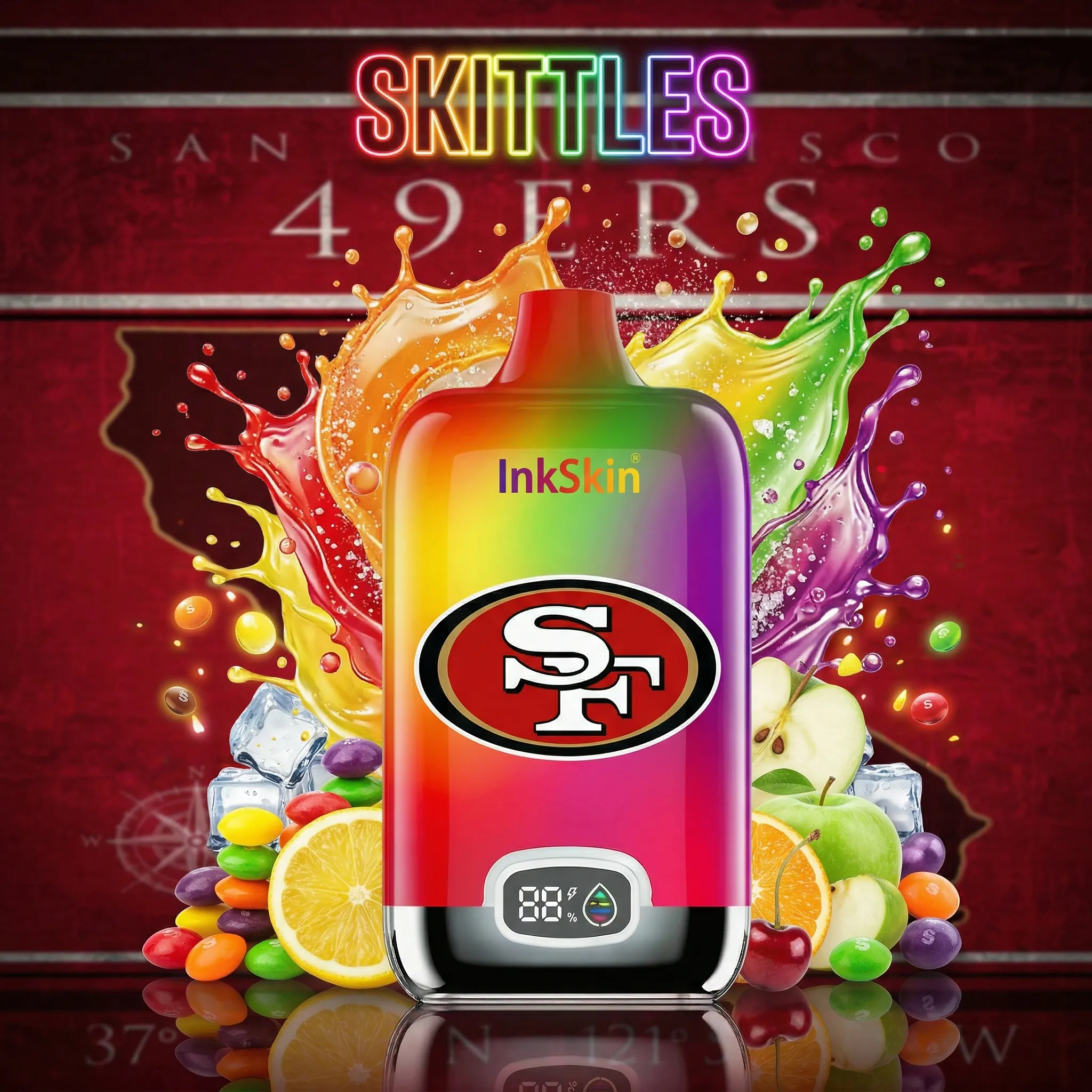 San Francisco 49ers - โญInkSkin Digital Box 12000 Puffs - 10+ Flavour Choices ๐๐๐ San Francisco 49ers - โญInkSkin Digital Box 12000 Puffs - 10+ Flavour Choices ๐๐๐