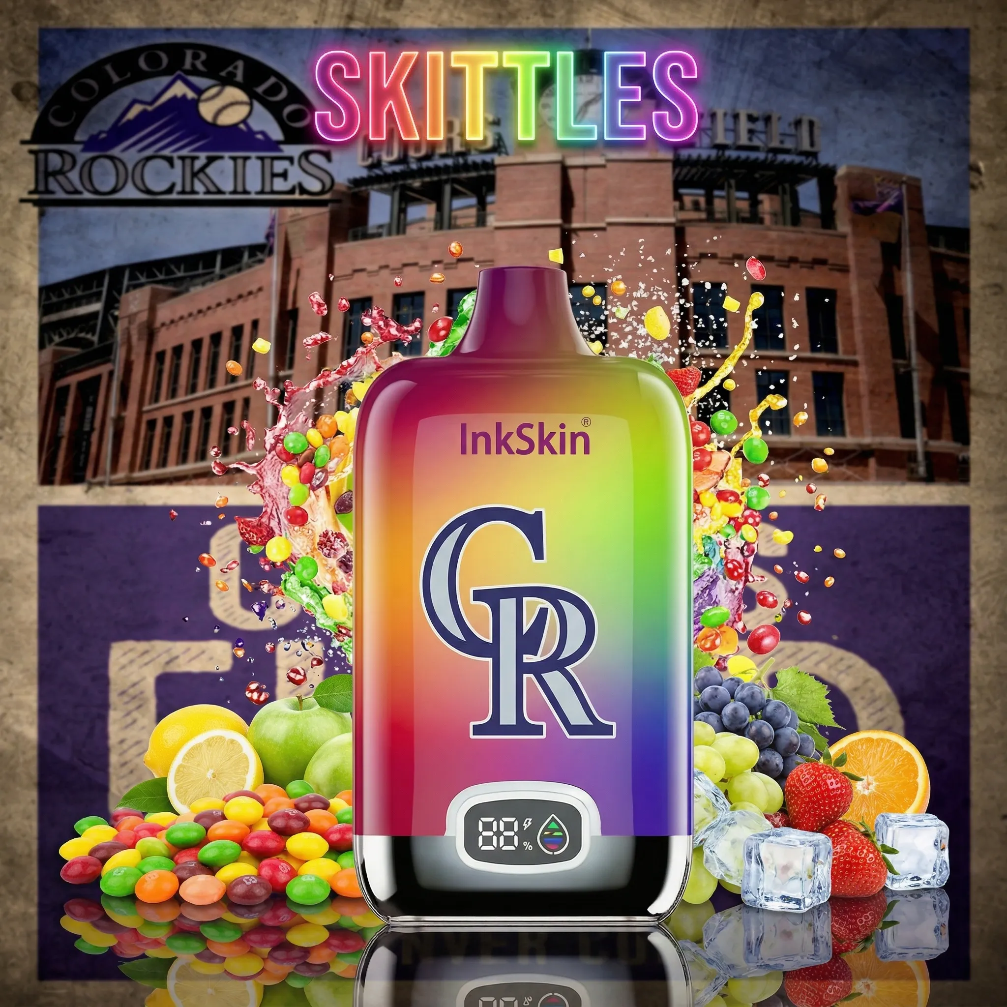 Colorado Rockies - ⭐InkSkin Digital Box 12000 Puffs - 10+ Flavour Choices 🍇🍉🍋