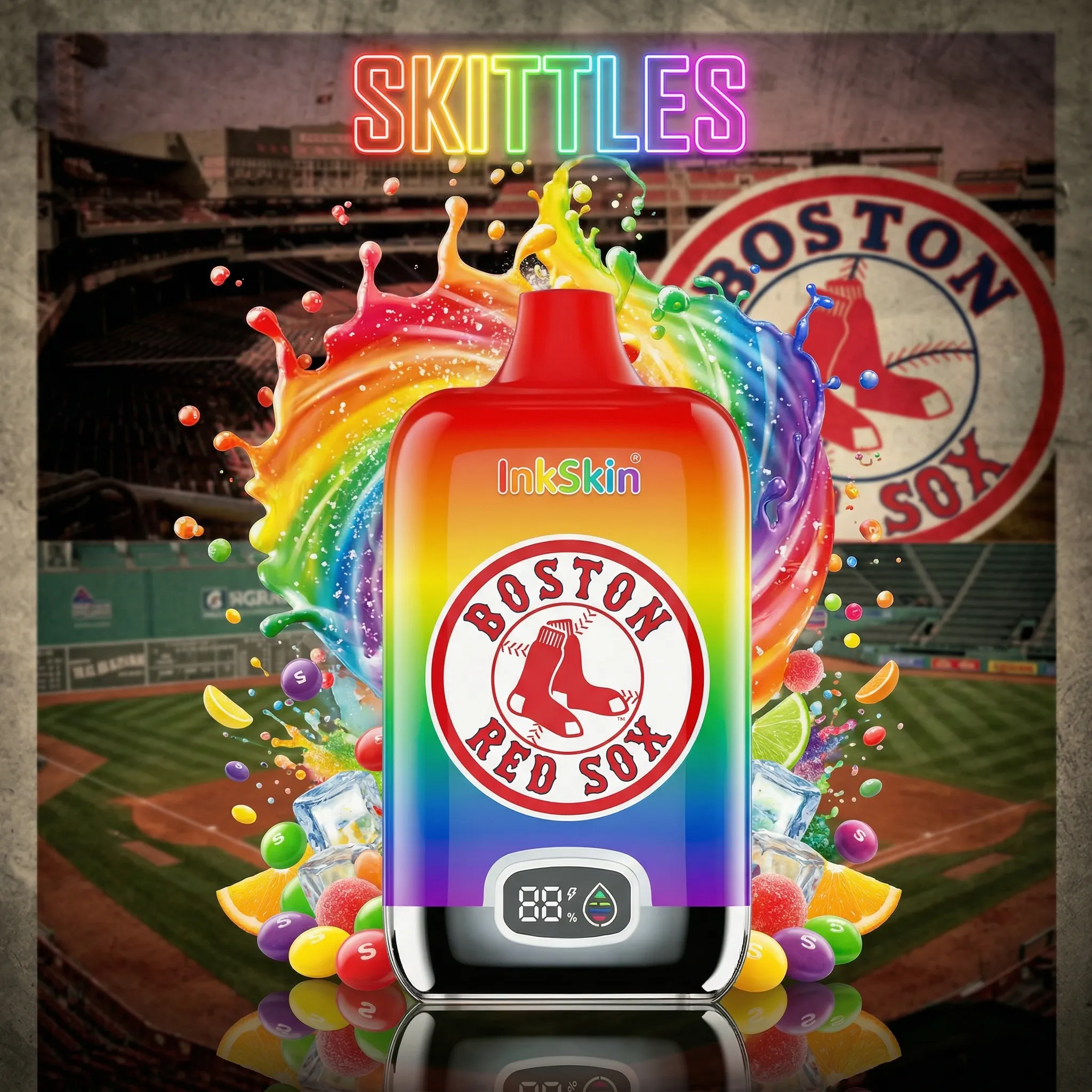 Boston Red Sox - ⭐InkSkin Digital Box 12000 Puffs - 10+ Flavour Choices 🍇🍉🍋