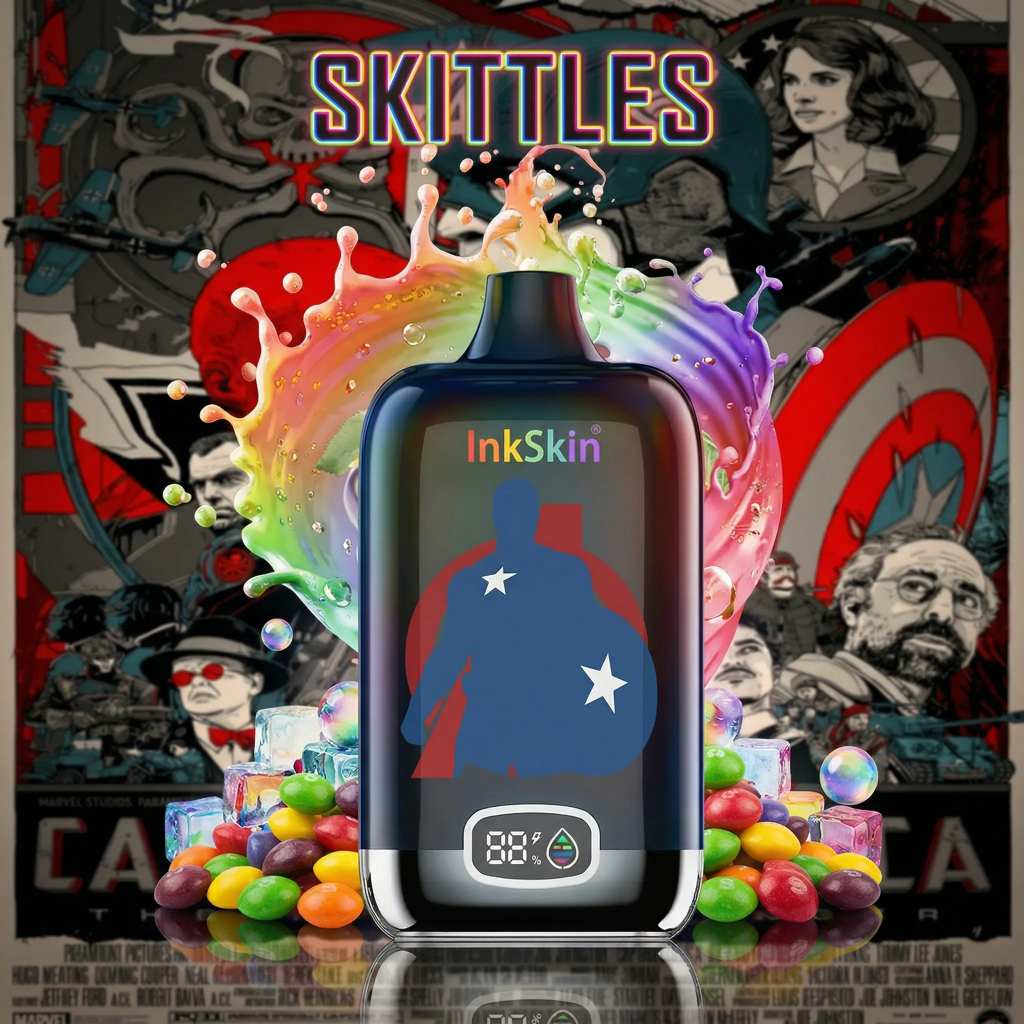 captain america - ⭐InkSkin Digital Box 12000 Puffs - 10+ Flavour Choices 🍇🍉🍋